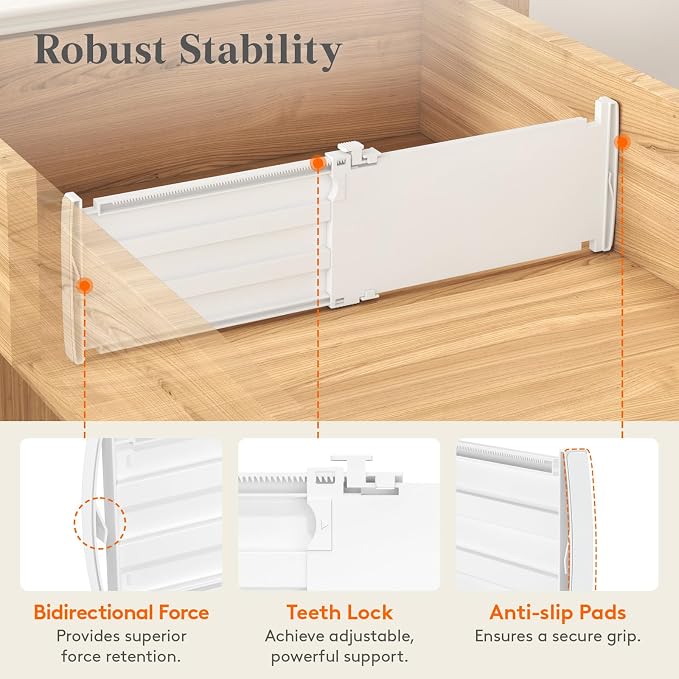 Lifewit 5" Tall Drawer Dividers, Adjustable Deep Drawer Organizer Clothes | 11.5"-18.5" Expandable Plastic Separators for Dresser, Kitchen, Cabinet, Nursery, Office, Socks & Underwear Storage, 8 Pack