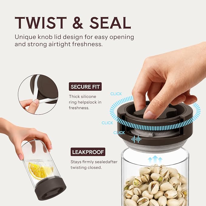 23 oz Airtight Glass Coffee Canister with Twist-Seal Lid