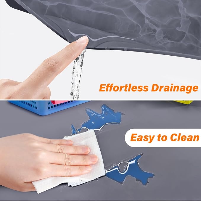 FLATO Waterproof Under Sink Mat, 19" x 19", Black | Shelf Liner for Kitchen and Bathroom, Cabinet Protector, Organizers and Storage, Flexible Silicone Drip Tray