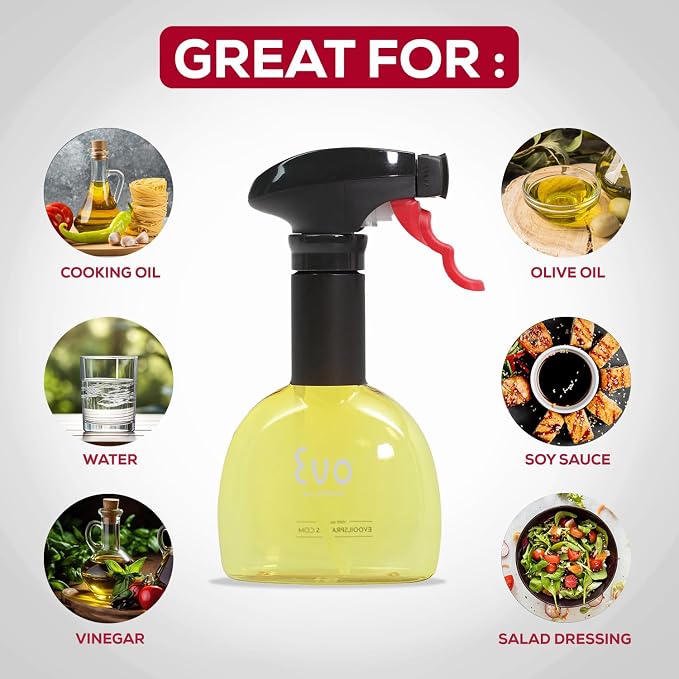 Evo Oil Sprayer Minis, Non-Aerosol for Olive, Cooking Oils, and Vinegars, 8-Ounce Capacity, 1 Each Yellow and Green | Suitable for vinegars