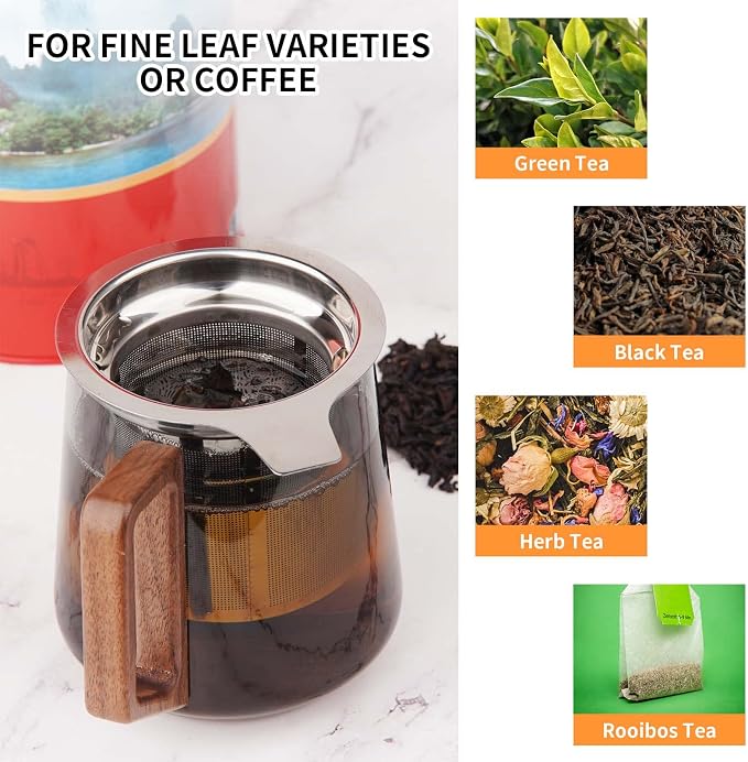 Vaincre Stainless Steel Extra Fine Mesh Tea Infuser | Large Capacity Basket with Lid, Loose Leaf Tea Strainer & Steeper, Fits Teapots, Mugs & Cups