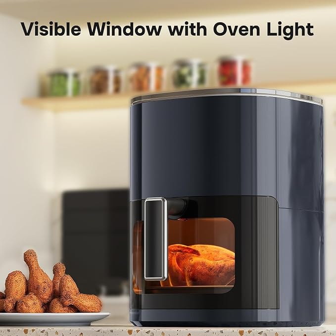 Simple Deluxe 12-in-1 Air Fryer 6.34 Qt, Digital Preset Airfryer with Visible Window, Nonstick and Dishwasher-Safe Basket, Air Fry, Roast, Bake, Dehydrate, Fries, 1700W, Gary