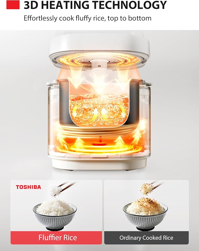 TOSHIBA Rice Cooker Heritage Bento Box, Digital Control, 10-Cup Uncooked Rice Capacity, 9 Functions with 3D Heating and 24-Hour Auto Keep Warm