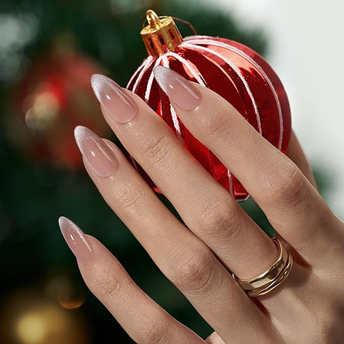 BTArtboxnails XCOATTIPS Cat Eye French Tip Press On Nails, M Almond, Brown | Lamp-Curable 4-Week Wear, Salon Quality Value at Home, Natural Nail Look, Easy-to-Apply for Beginners, 150ct Nail Tips Only