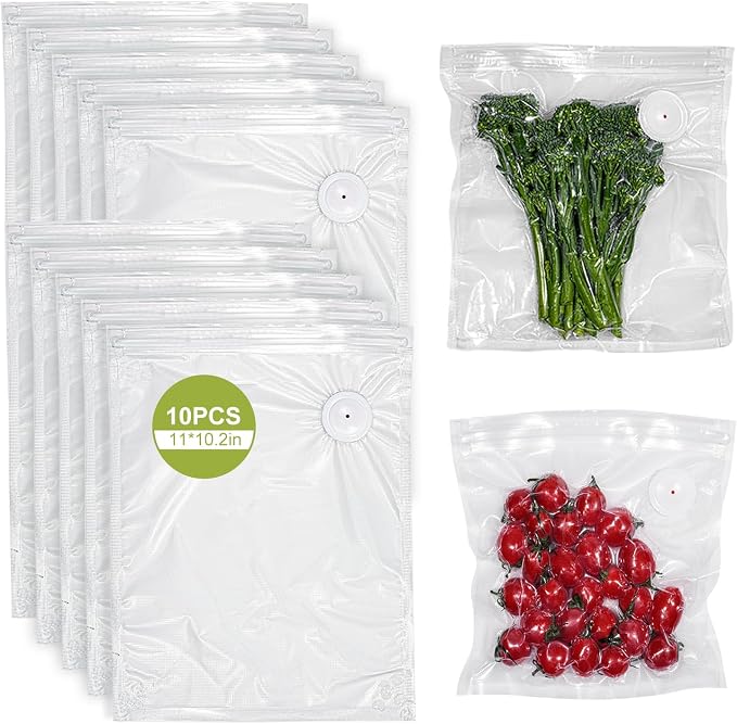 10PCS Reusable Vacuum Sealer Bags for Food Storage, Compatible with Handheld Vacuum Sealer (11 x 10.2 in）