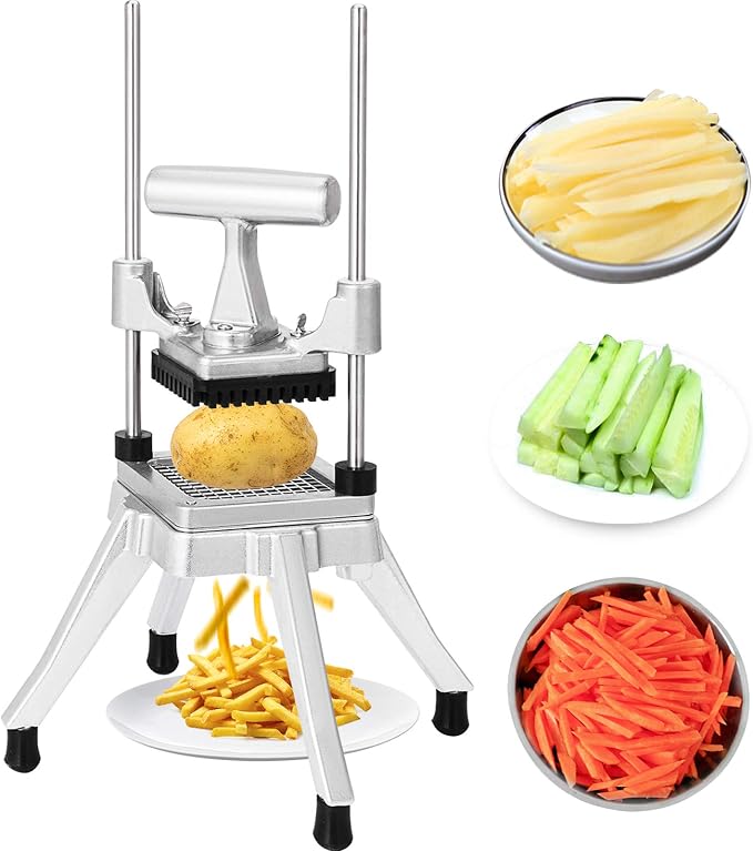 VEVOR Commercial Chopper 3/8-Inch Commercial Vegetable Dicer Stainless Steel Commercial Vegetable Chopper with Handle & Antiskid Feet Commercial Food Chopper for Potatoes Onions Carrots Tomatoes