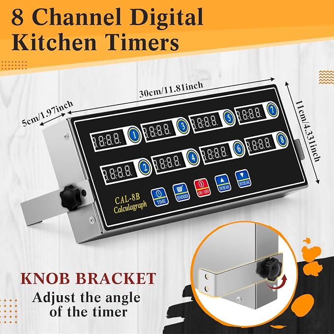 Relaxweex 1 Pack 8 Channel Kitchen Timers for Cooking, Commercial Digital Kitchen Timer with Loud Alarm, Large LCD Display, Restaurant Fryer, Chef, Baking Supplies