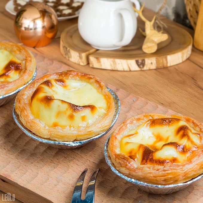 LEGLO Mini Pie Tins 3 Inch, 100 Pcs Round Disposable Aluminum Egg Tart Tins | Skip the Cleanup - Moisture-Resistant, Oven-Safe, Easy-to-Use Pans for Baking Individual Cheesecakes, Quiches, and Pot Pies