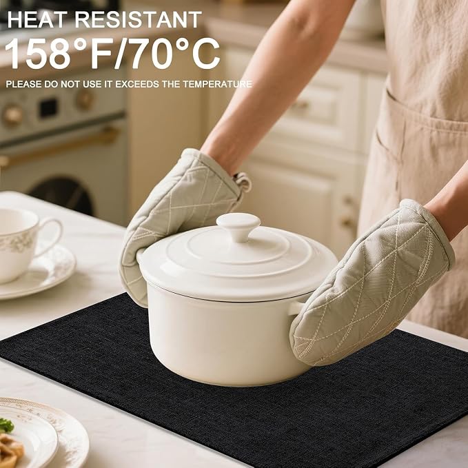Homaxy Cloths Placemats for Dining Table Set of 4, 13" x 19", Black | Heat Resistant, Washable, Cotton Linen Blend Table Mats, Easy to Clean Place Mats, Indoor Outdoor