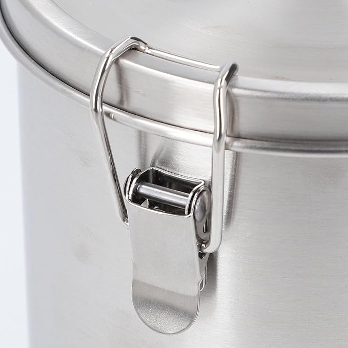 Fockety Stainless Steel Pet Food Storage Container, Airtight Canister with Leak Proof Buckles, Large Flour Coffee Bean Tea Cereal Sugar Cookie Metal Food Storage Canisters for Kitchen