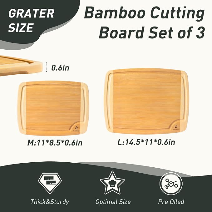 Bamboo Cutting Board Set Non Slip Feet Over Sink Brides Her Wedding Day Bridal Shower Engaged Engagement Hostess Couple Newly Wed House Christmas Married Future Mrs fiancee Unique Cool Gifts