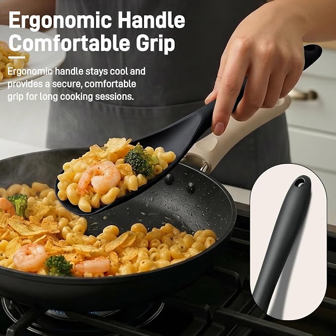 3 PACK Silicone Cooking Spatula & Spoon for Nonstick Cookware | Multifunction Spoonula for Baking, Cooking, Serving, Mixing, Stirring, Scoop, Scrape - One-Piece Formed, Dishwasher Safe