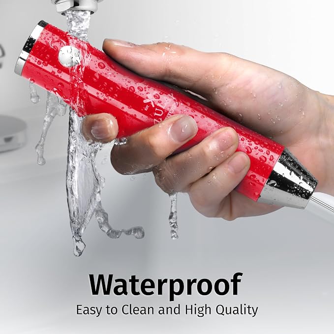 Zulay Kitchen Rechargeable Milk Frother Handheld - Frother Wand, Drink Mixer, Electric Whisk Frother, for Cappuccinos, Matcha & Protein Powder - Lux Double Whisk 2 Speed Waterproof 2000mAh Red