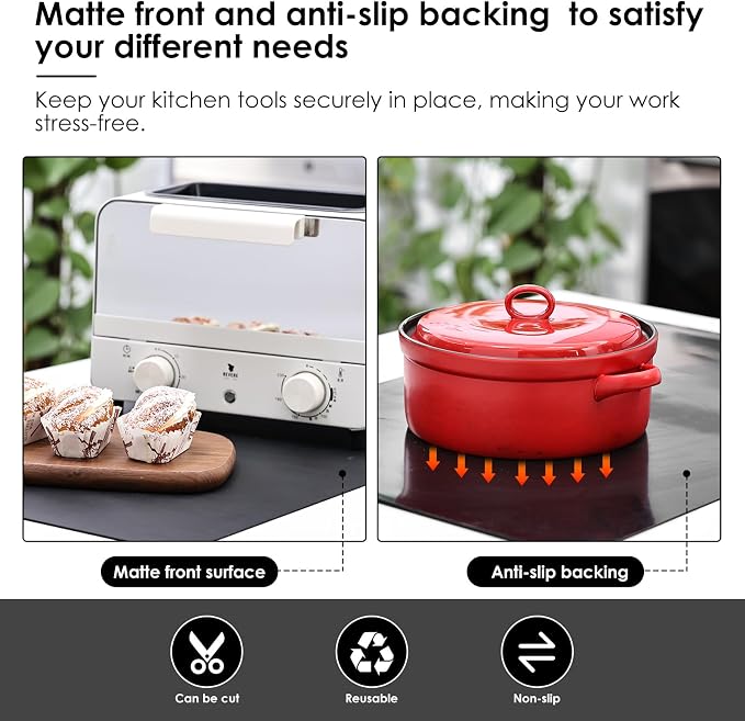 Silicone Mat for Kitchen Worktop Protector, 23.6x15.7 In, Black | BPA Free, Heat Resistant -40°F To 482°F, Versatile Mat for Dough Rolling, Kneading, Crafts, and Worktop Protection, Cuttable
