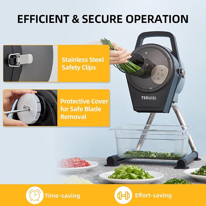 Electric Vegetable Chopper, 200W Commercial Vegetable Slicer, Scallion Cutter Food Processor With 3 Feed Ports, 1-5mm Adjustable Thickness, 6000RPM For Onion Garlic Ginger Chili Potato,110V