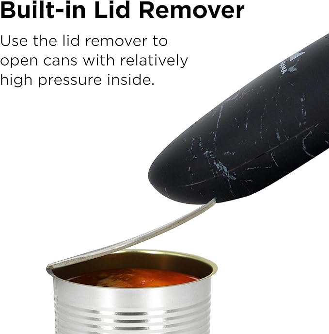 Kitchen Mama Auto 2.0 Electric Can Opener, Marble Black | Refined Blade, Automatic Hands Free, Smooth Edge, Food-Safe, Battery Operated