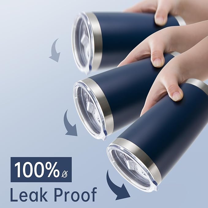 20 oz Tumblers Bulk Stainless Steel Tumbler with Lid Double Wall Vacuum Insulated Coffee Mug 20oz Powder Coated Cup for Hot and Cold Drinks, Navy, 6 pack | Navy, 20oz Insulated Coffee Mug, Double Wall Vacuum, Powder Coated Cup, for Hot and Cold Drinks