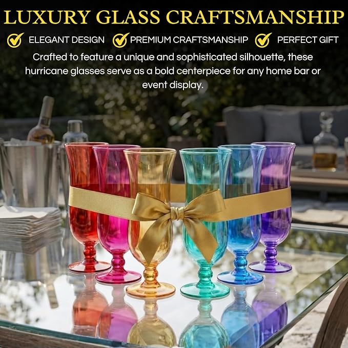 Unbreakable Pina Colada, Daiquiri, Frozen Cocktails & Juice Glasses, Hurricane Glassware, 14oz - 6 Set - Reusable Acrylic Dishwasher Safe Shatterproof BPA-free Plastic Cup, Tropical Cocktail Tall Cups