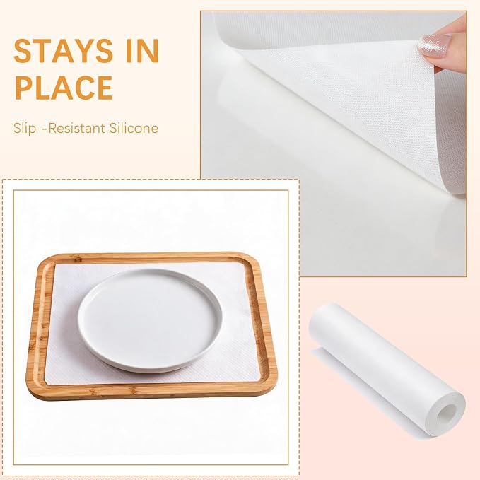 Silicone Baking Mat Roll -12IN x 10FT Non Stick Heat Resistant Food Grade Baking Mats, No Slip Reusable Freeze Dryer Mat,Pastry Mat,Countertop Protector Mat, Washable Oil-Proof Refrigerator Liners