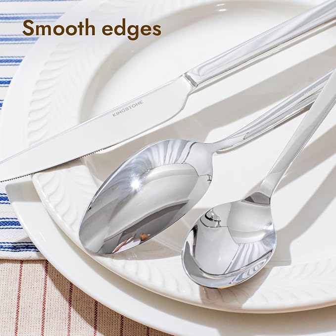Silverware Set for 8, 40 Piece Flatware Set, Stainless Steel | Square Handles, Mirror Polished, Dishwasher Safe, Sturdy, for Home Kitchen, Weddings, Parties & Housewarming