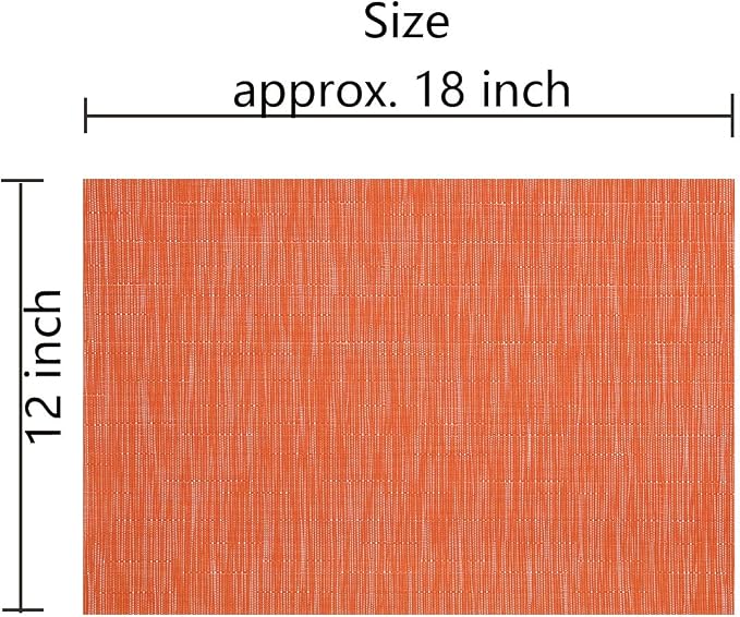 SHACOS Orange Placemats Set of 6 Woven Vinyl Place Mats for Dining Table Indoor Outdoor Wipe Clean Table Mats Thanksgiving Holiday Party Banquet Buffets Table Decor (6, Orange)
