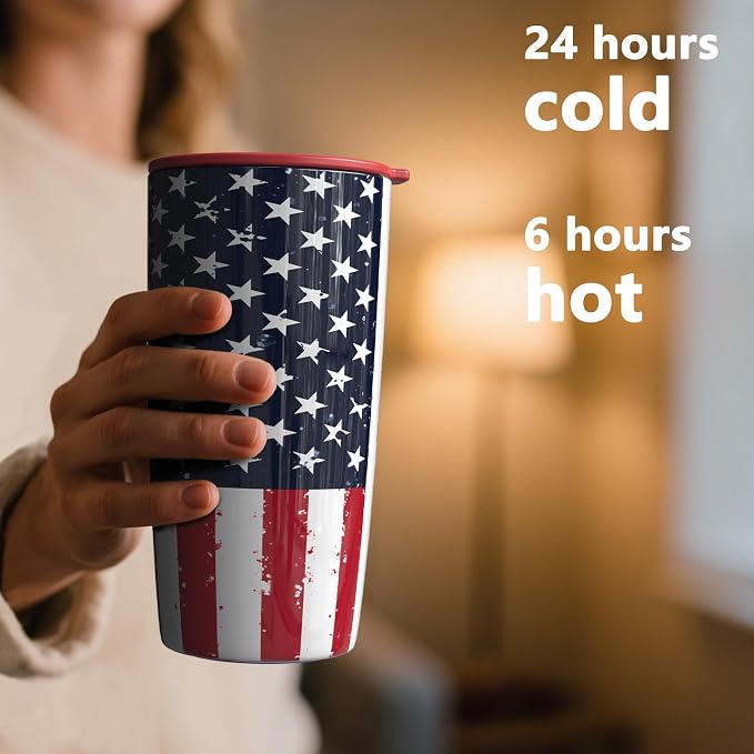 TILUCK 20 oz Insulated Coffee Tumbler with BPA-Free Lid | Travel Coffee Mug, Dishwasher Safe, Cup Holder Friendly, Double-Wall Vacuum Insulation for Hot & Cold Drinks, RedFlag