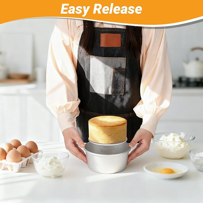 Beasea 6 Inch Cake Pans Set, 3 Pack Aluminum Alloy Round Cheesecake Pan with Removable Bottom, Small Cake Tin Mold for Baking Oven Bakeware
