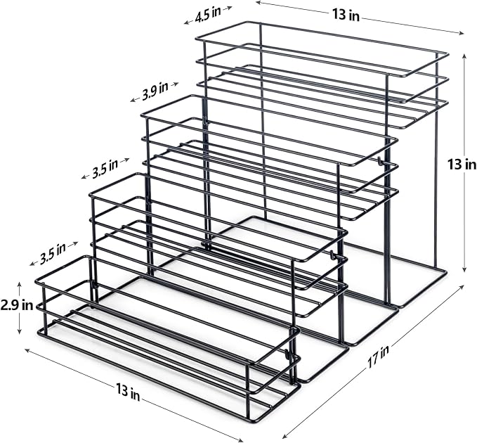 kimilus 16 Bottle Capacity Coffee Syrup Organizer 4 Tier Coffee Syrup Stand Shelf for Coffee Bar Accessories for Coffee Bar Kitchen Small Wine Rack for Bar Family Storage for Syrup Wine Dressing