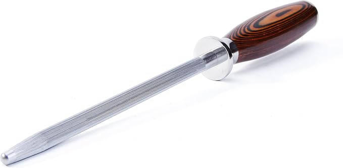 TUO Honing Rod, Sharpening Steel with Larger Diameter for Kitchen Knife Daily Honing Maintenance, High Carbon Steel 8" Knife Sharpener Rod, Ergonomic Handle