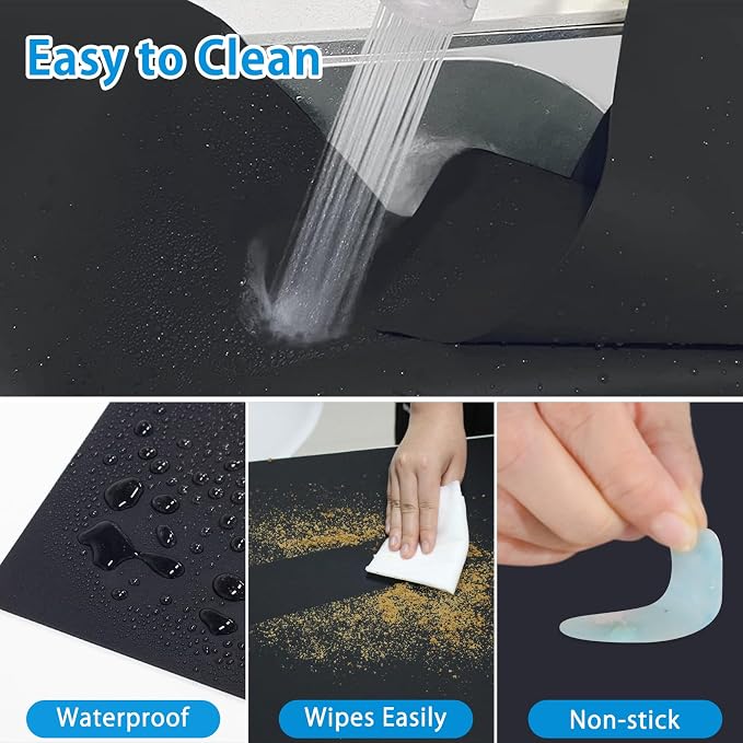 Extra Large Silicone Mat 78.74”x19.69”x0.08”, Multipurpose Silicone Mat Thick Heat Resistant Mat Shipped Rolled Up Kitchen Counter Mat Nonslip Silicone Mats for Kitchen Counter Black | Thick Nonslip Silicone Counter Mat, Waterproof Kitchen Countertop P...