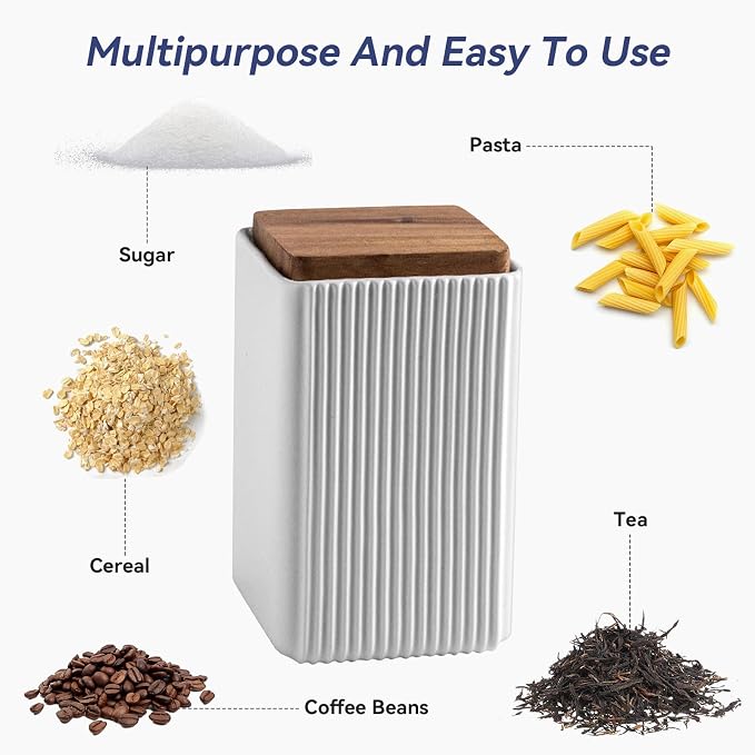 Ceramic Storage Jars Modern Airtight Coffee Canisters With Lid (White,Small size,13cm*10cm)