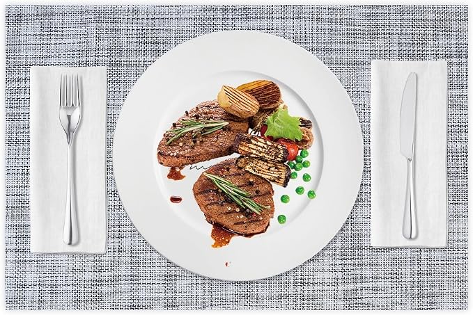 homEdge PVC Placemat, 4 PCS of Non-Slip Heat Resistant Place Mats, Washable Vinyl Placemats, Set of 4 – Gray