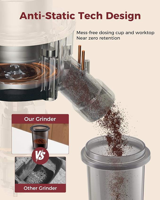 Tuni G3 64mm Flat Burr Coffee Grinder with 100 Grind Settings, Black | Electric Espresso Grinder with Single Dose, Commercial Grade, Anti-Static Tech, Touchscreen Display, Stainless Steel
