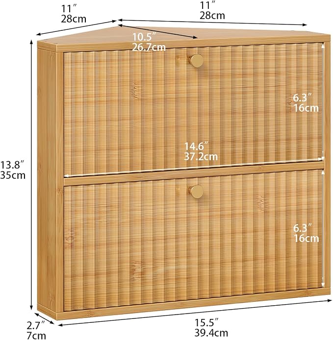 Trironsun Corner Bread Box for Kitchen Countertop Bamboo Two Layer Large Capacity Bread Storage Bin Vintage Storage for Homemade Bread (Natural Bamboo)
