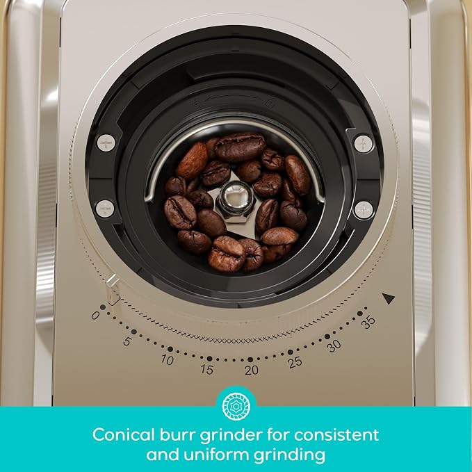 CASABREWS Tornado Basic Conical Burr Coffee Grinder with 35 Grind Settings | Electric Coffee Bean Grinder for Home Use, Compact Espresso Coffee Grinder, Stainless Steel