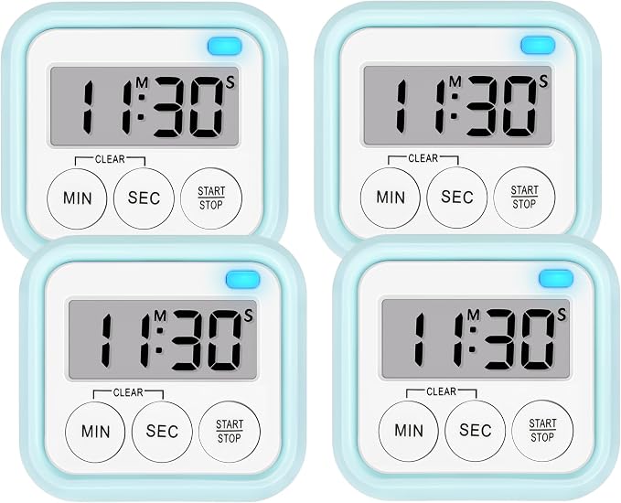 Timer, Kitchen Timers for Cooking Classroom Timer for Kids Teachers Magnetic Digital Timers 4 Pack, Blue