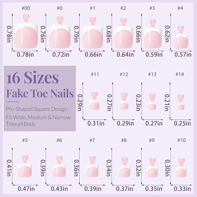 AddFavor 160pcs French Tip Toe Nail Press ons - Pink Press on Toenails for Women, Full Cover Toe Press on Nails with Adhesive Tabs, Fake Toenails Tips