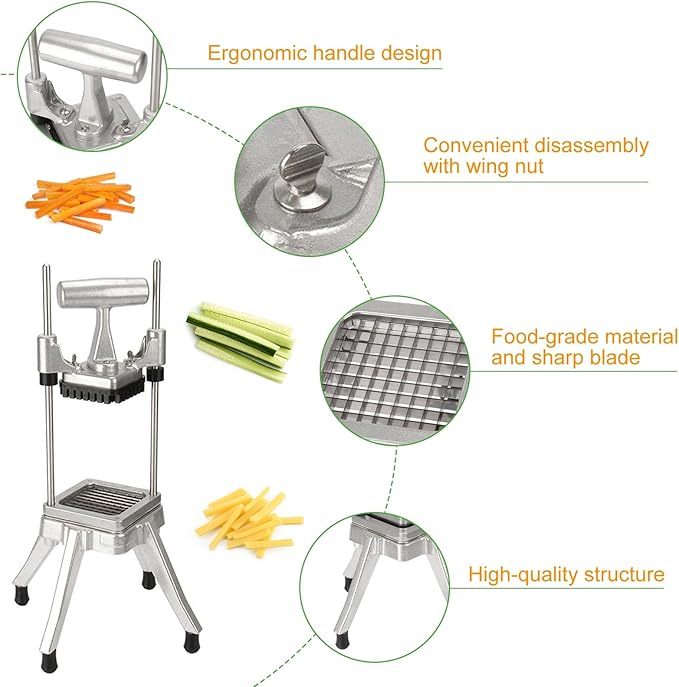 Commercial Vegetable Chopper, 1/4" Stainless Steel Dicer | 420 stainless blade, aluminum alloy frame, detachable for cleaning & storage, fast uniform dicing, for fruits & veggies