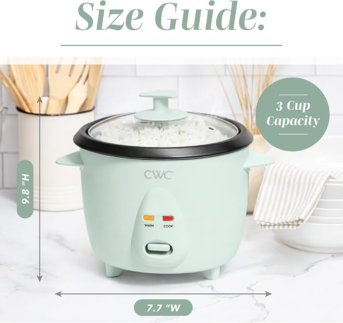 COOK WITH COLOR 6 Cup Rice Cooker 300W - Effortless Cooking and Perfectly, Cooks 3 Cups of Raw Rice for 6 Cups of Cooked Rice, Sage