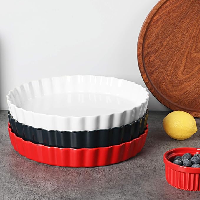 Ceramic Pie Pans, White, 11 Inches | Quiche Pans, 1 Piece