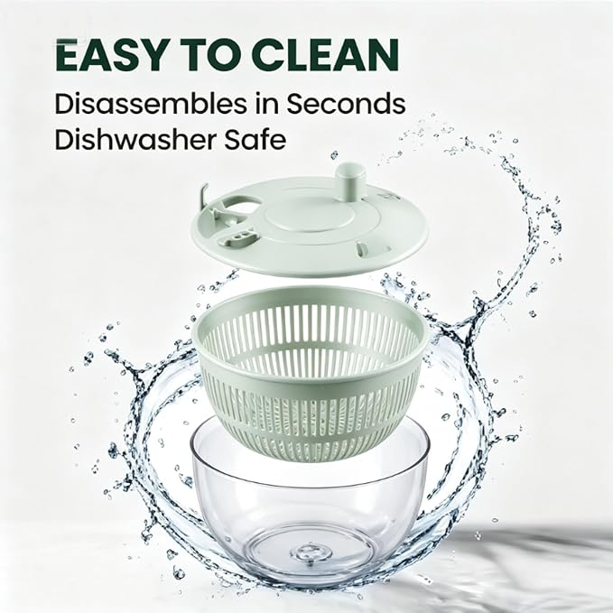 5L 3 in 1 Salad Spinner & Slicer,Multifunctional Salad Spinner with Mandoline Slicer,5-in-1 Manual SaladSpinner & Vegetable Prep Bowl,5 in 1 LettuceSpinner Dryer with 5 Blades Slicing,for Kitchen (B)