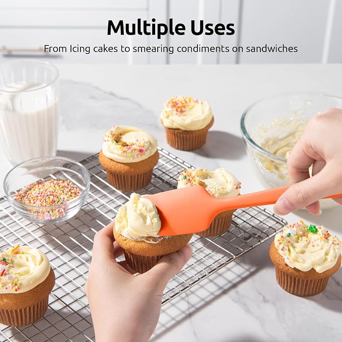 U-Taste Silicone Spatula Set 600°F High Heat Resistant, 4-Pcs, Colorful | Food Grade Hot-Proof Seamless Rubber Scraper, Kitchen Flexible Silicon Cooking Utensil Set, Diswasher Safe Baking Supplies