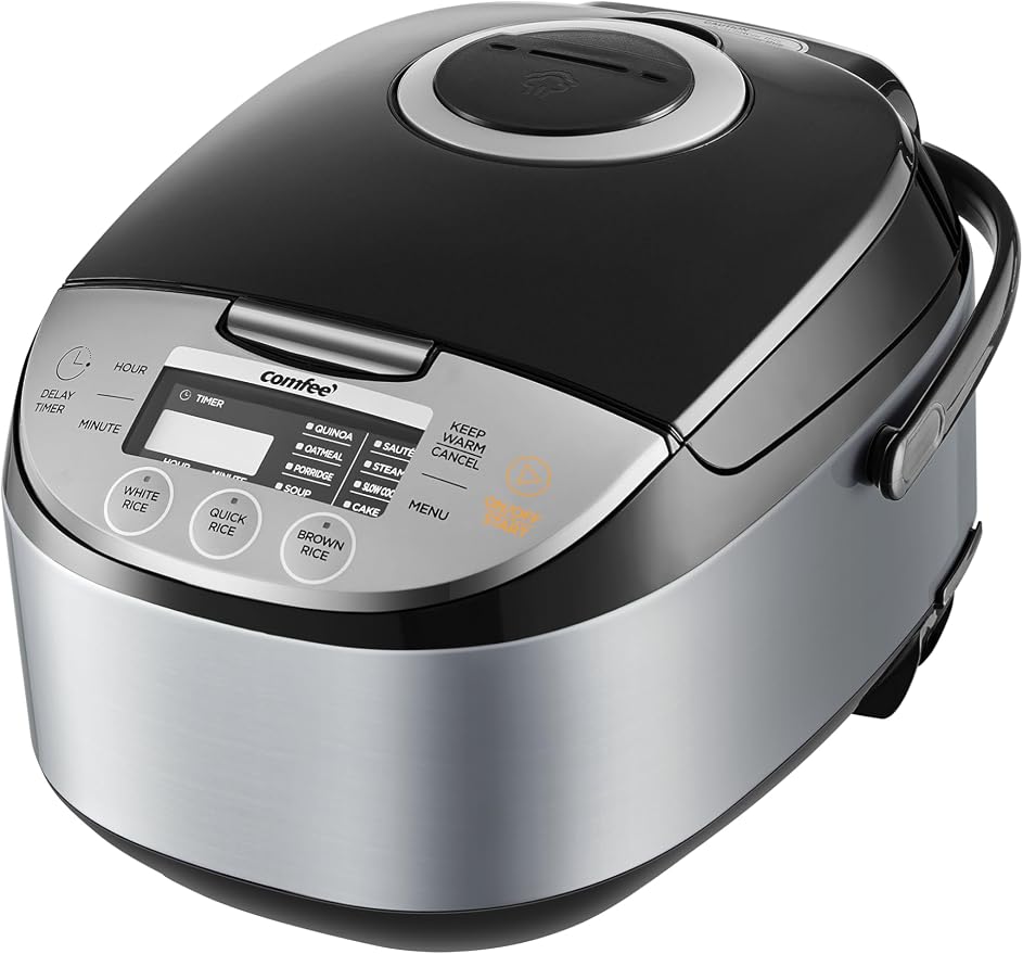 COMFEE' Rice Cooker with Fuzzy Logic, 11-Preset Modes, 6-Cups Uncooked Rice | 12 cups cooked, japanese rice cooker style, portable non-stick rice maker, steamer, fast, grain cooker, 24-hour delay timer