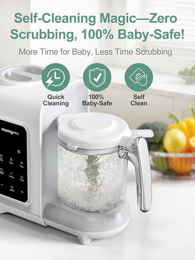 MOMYEASY Baby Food Maker, Baby Food Processor with Steam & Grinding | Auto Cooking Self-Cleaning, 5 in 1 Baby Food Steamer and Puree Blender, Healthy Homemade Baby Puree, BPA-Free