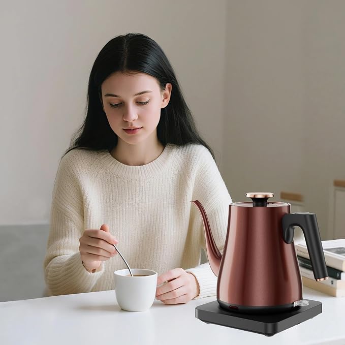 Gooseneck Electric Kettle 1.0L, 1000W, Pour Over, Vintage Copper | 304 Stainless Steel, Auto Shut-Off, BPA-Free, Vintage Style For Pour Over Coffee Tea Home Office