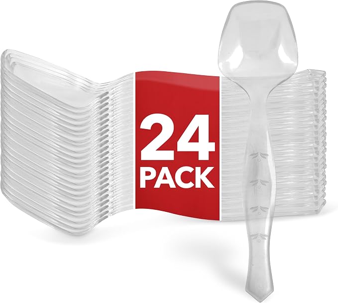 24 Count Clear Plastic Utensils for Catering, Weddings, Holidays, Buffet and Party Use