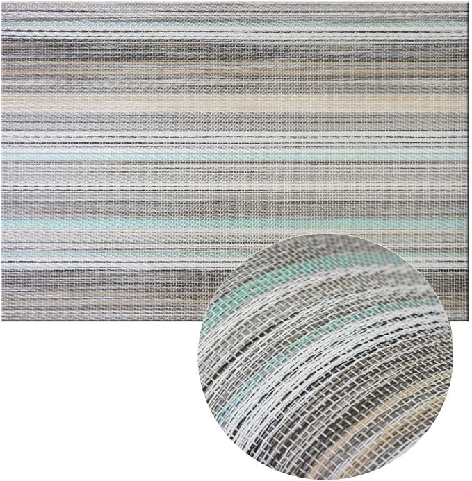 PIGCHCY Stylish Placemats for Dining Table Set of 6, Thicker and Tighter Cross-Woven Placemat Non-Slip Vinyl Washable Table Mats (Multi Teal)