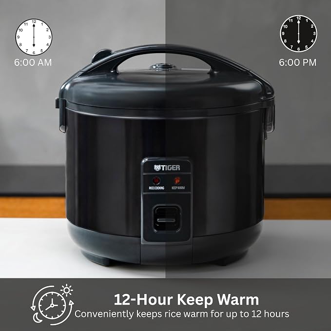 Tiger JNP-S10U-KY 5.5 Cup Capacity Rice Cooker with Non-Stick Inner Pot, Retractable Power Cord, and Keep Warm up to 12 hours, Black