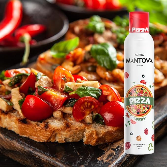 Mantova Pizza Flavored Extra Virgin Olive Oil Spray 8 oz – Infused with Basil, Oregano & Garlic – Perfect for Pizza, Pasta, Grilled Meats, Roasted Veggies & More