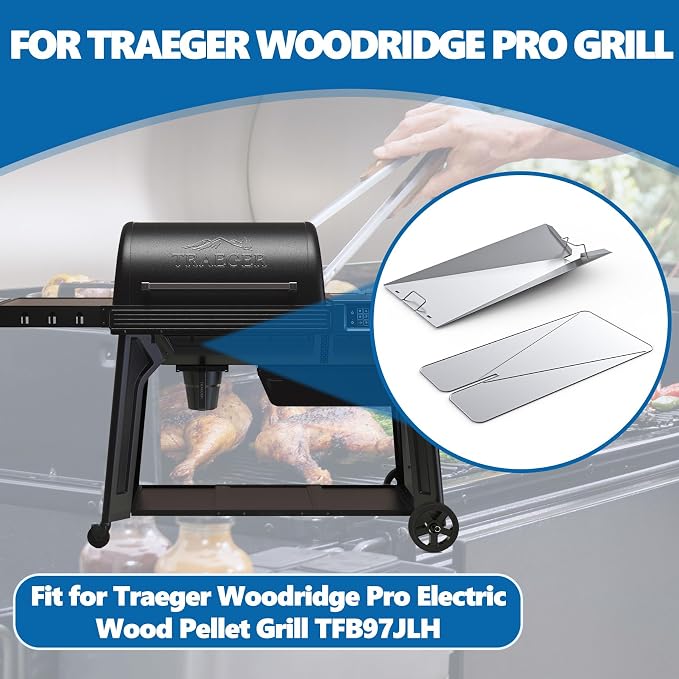 SafBbcue Drip Tray & 10 Aluminum Liners for Traeger Woodridge Pro, BAC818 | Fits Traeger Woodridge Pro TFB97JLH and Woodridge Elite TFC97XLH Pellet Grill and Smoker grill drip pan replacement parts